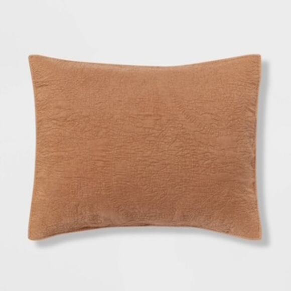 NWT- Standard Garment Washed Paisley Stitch Quilt Sham Camel - 20in x 26in - Picture 2 of 5